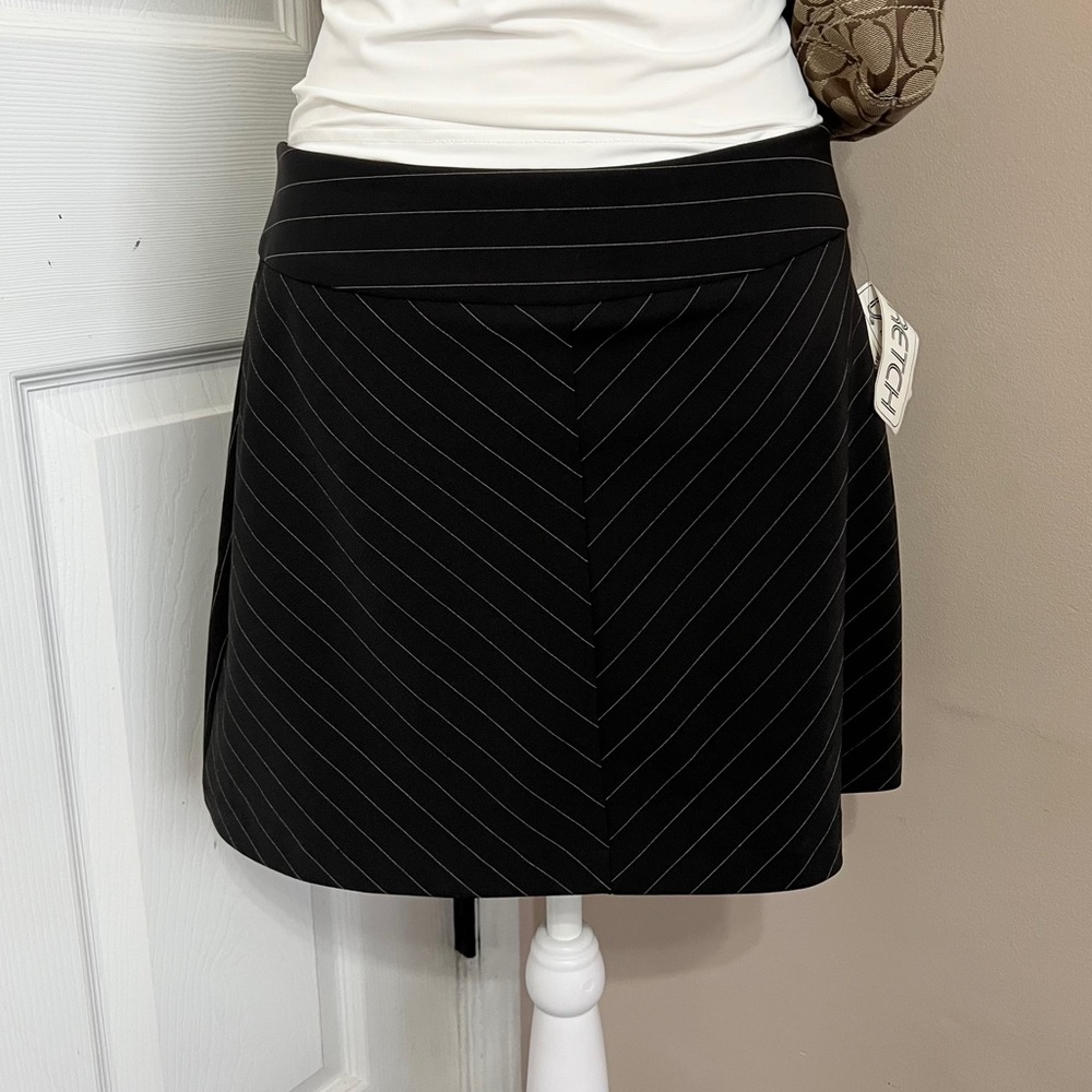 Black Pinstripe Office Women's Mini Skirt